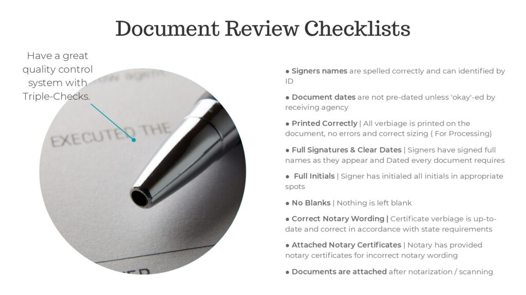 Notary Services and Training, A document review checklist